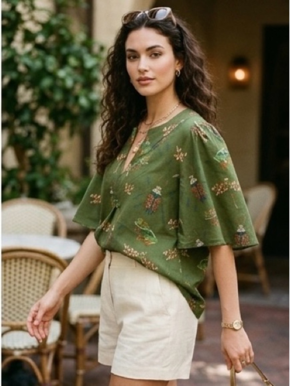 Jude Connally Jenny Gardens Flutter Sleeve V-Neck Top 🌿✨ - Picture 5 of 10